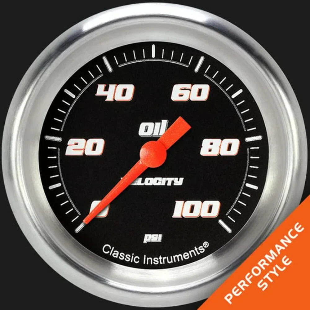 Velocity Black 2 5_8_ Oil Pressure Gauge VS381BAPF